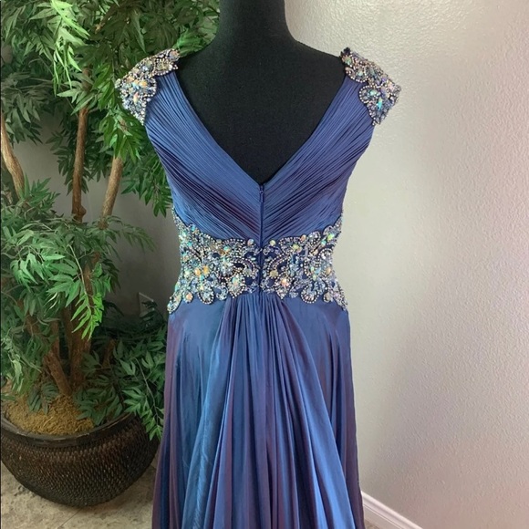 Women’s Long Formal/Prom Blue Dress M - Picture 6 of 8